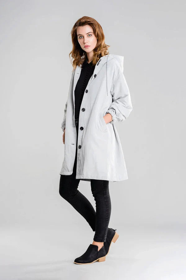 Women's mid-length loose windbreaker jacket