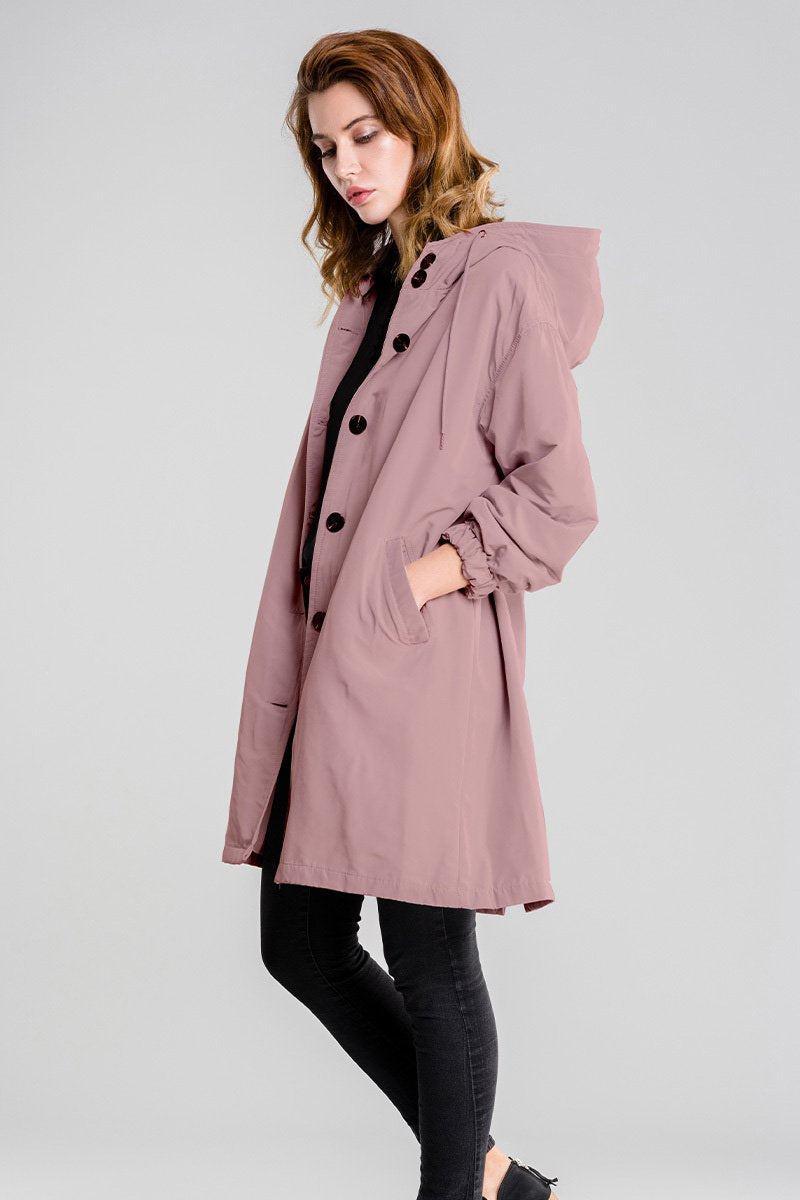 Women's plus size mid-length windbreaker jacket