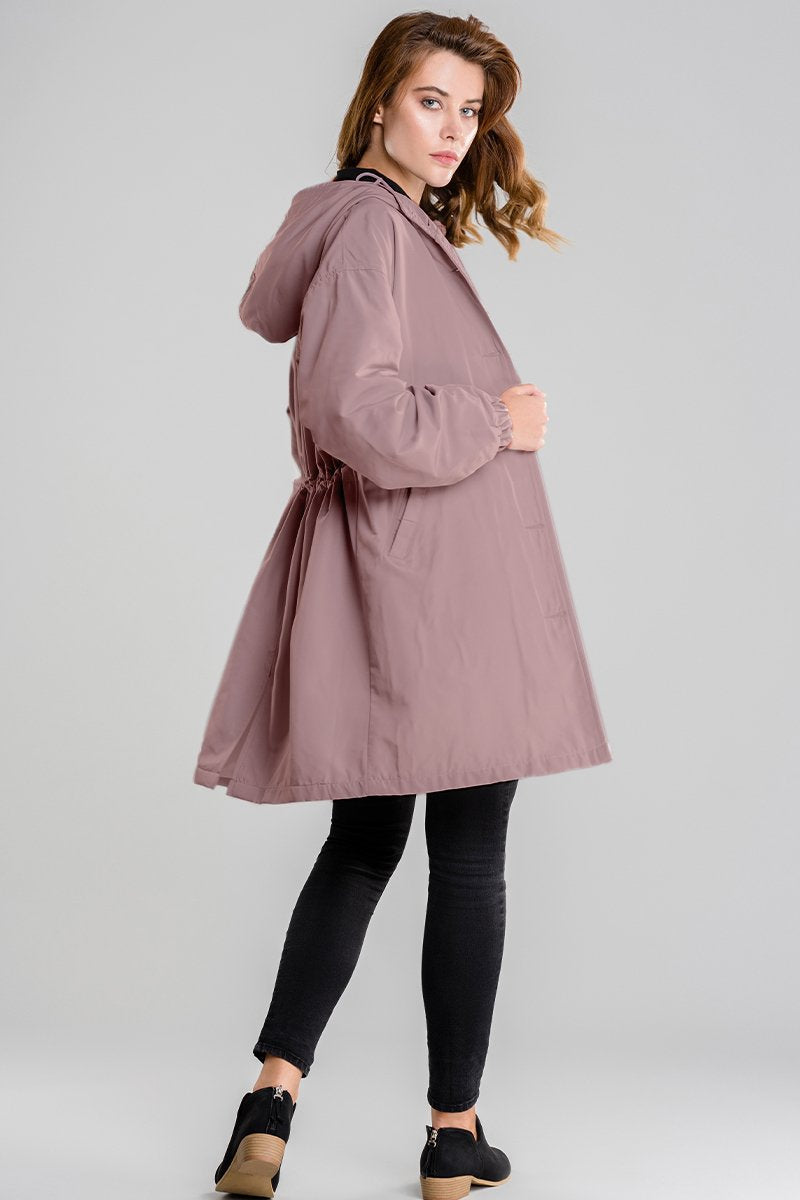 Women's plus size mid-length windbreaker jacket