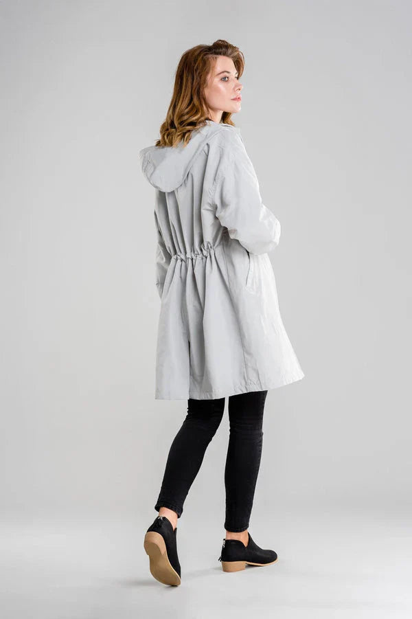 Women's mid-length loose windbreaker jacket