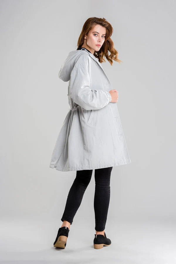 Women's mid-length loose windbreaker jacket