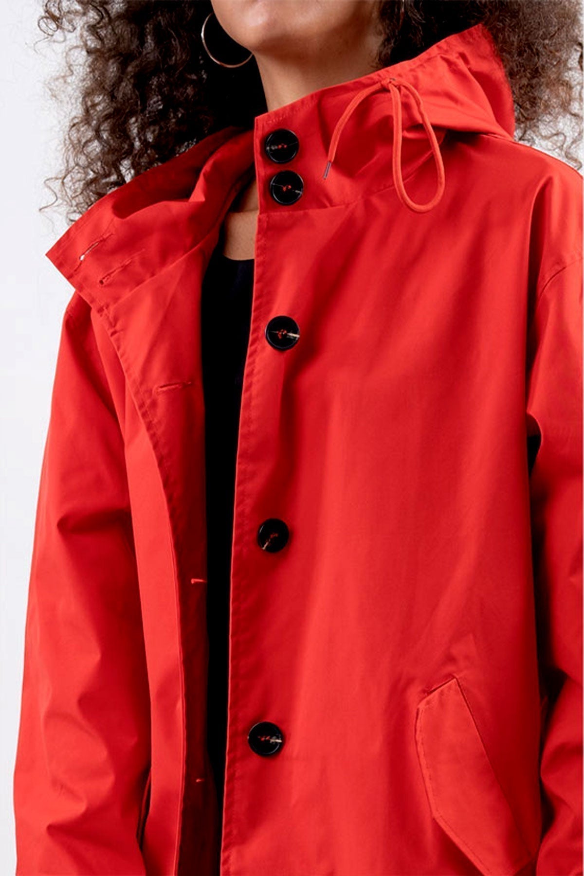 Mid-Length Plus Size Windbreaker Jacket