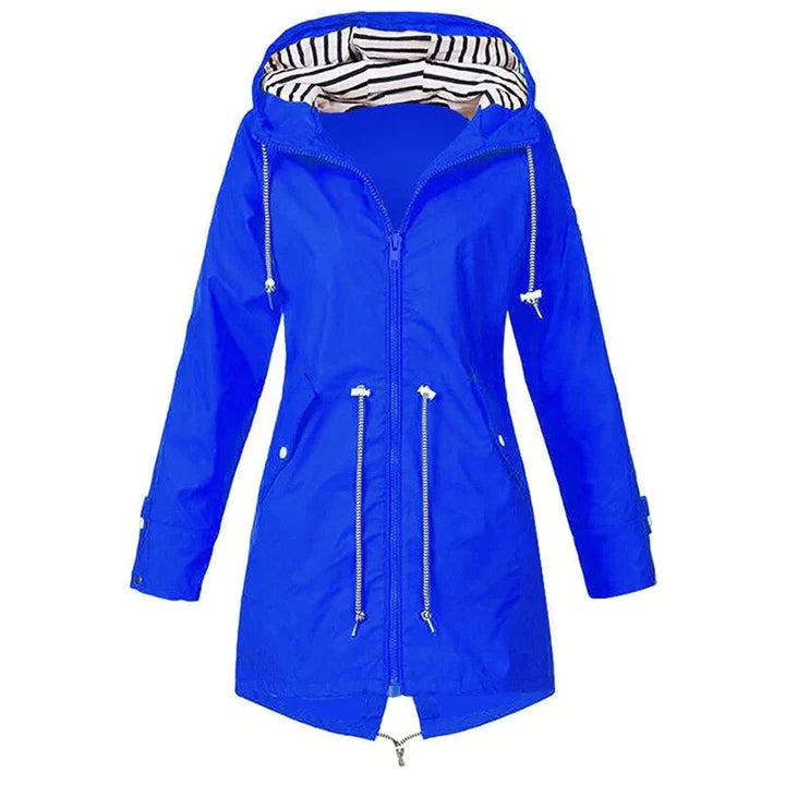 Women's large size striped hooded windbreaker jacket