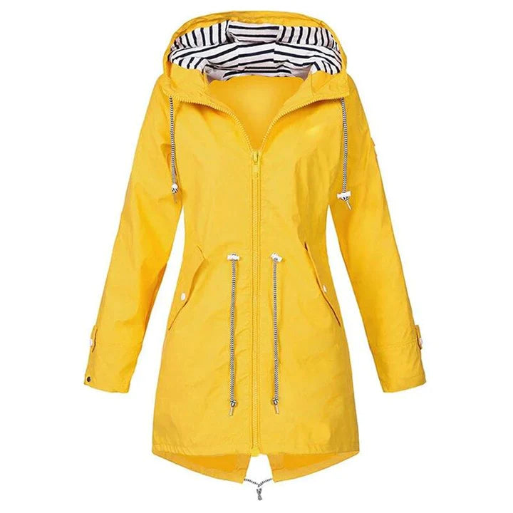 Women's large size striped hooded windbreaker jacket