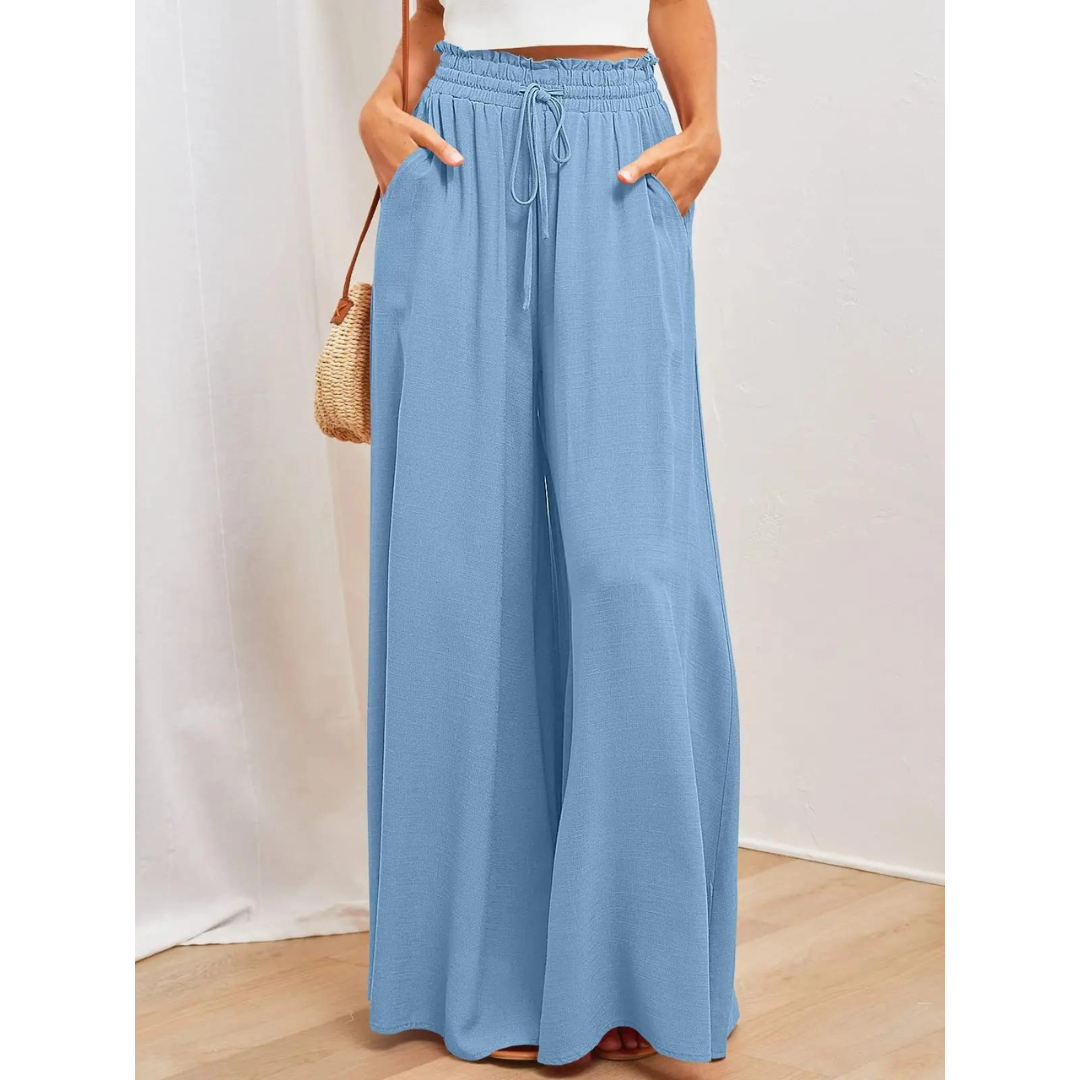 Women's boho flowy elastic waist pants