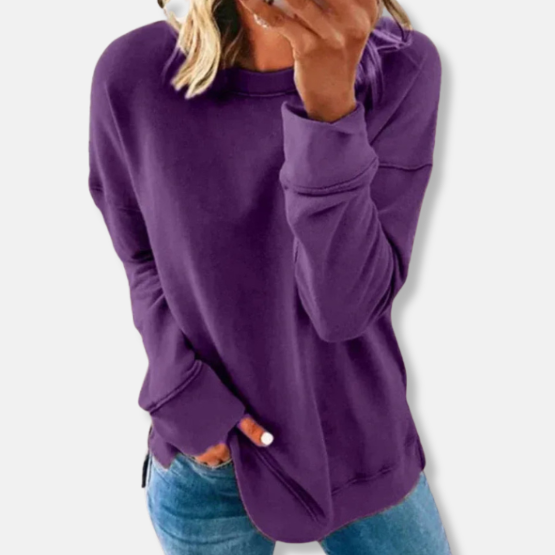 Women’s Sweatshirt – Relaxed Fit – Cotton Blend – Crew Neck Long Sleeve Casual Wear