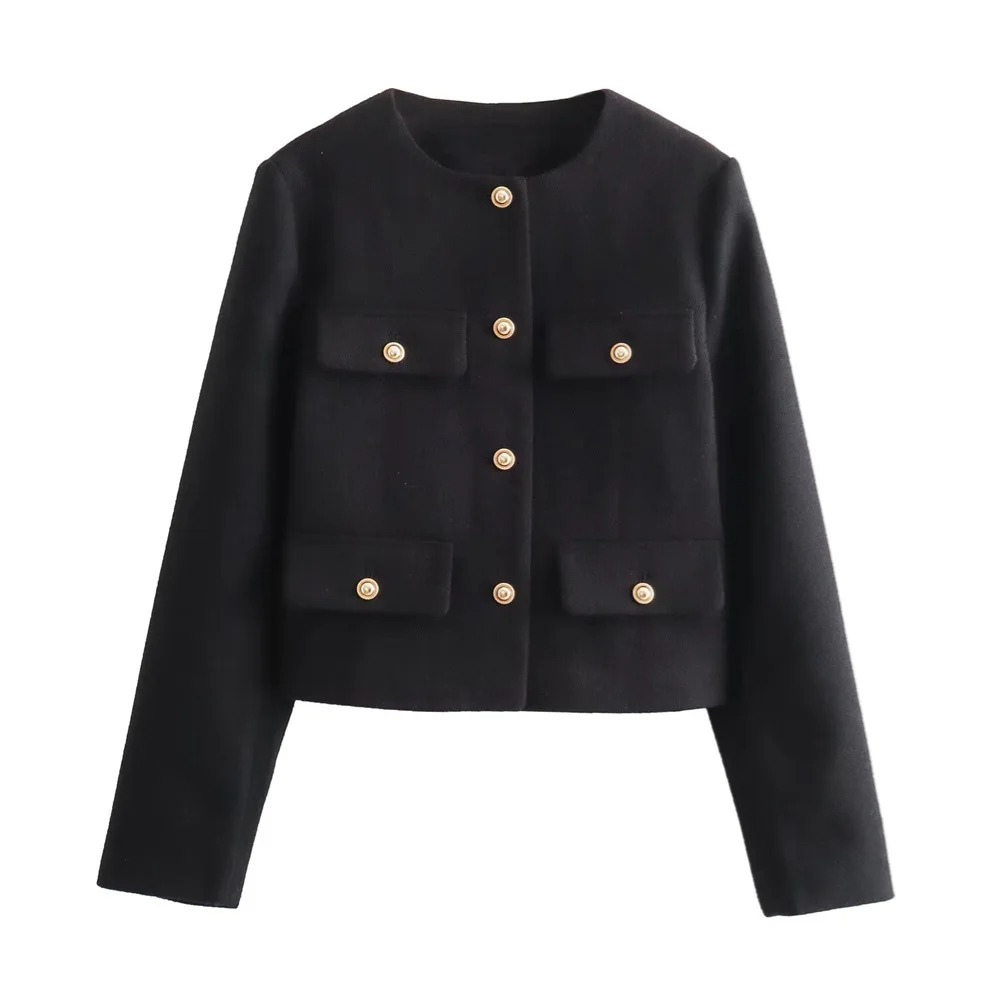 Women's flap pocket short jacket