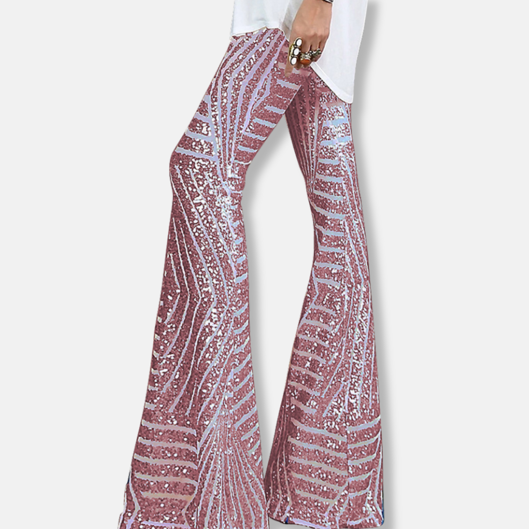 Sequin Geometric High Waist Wide Leg Pants