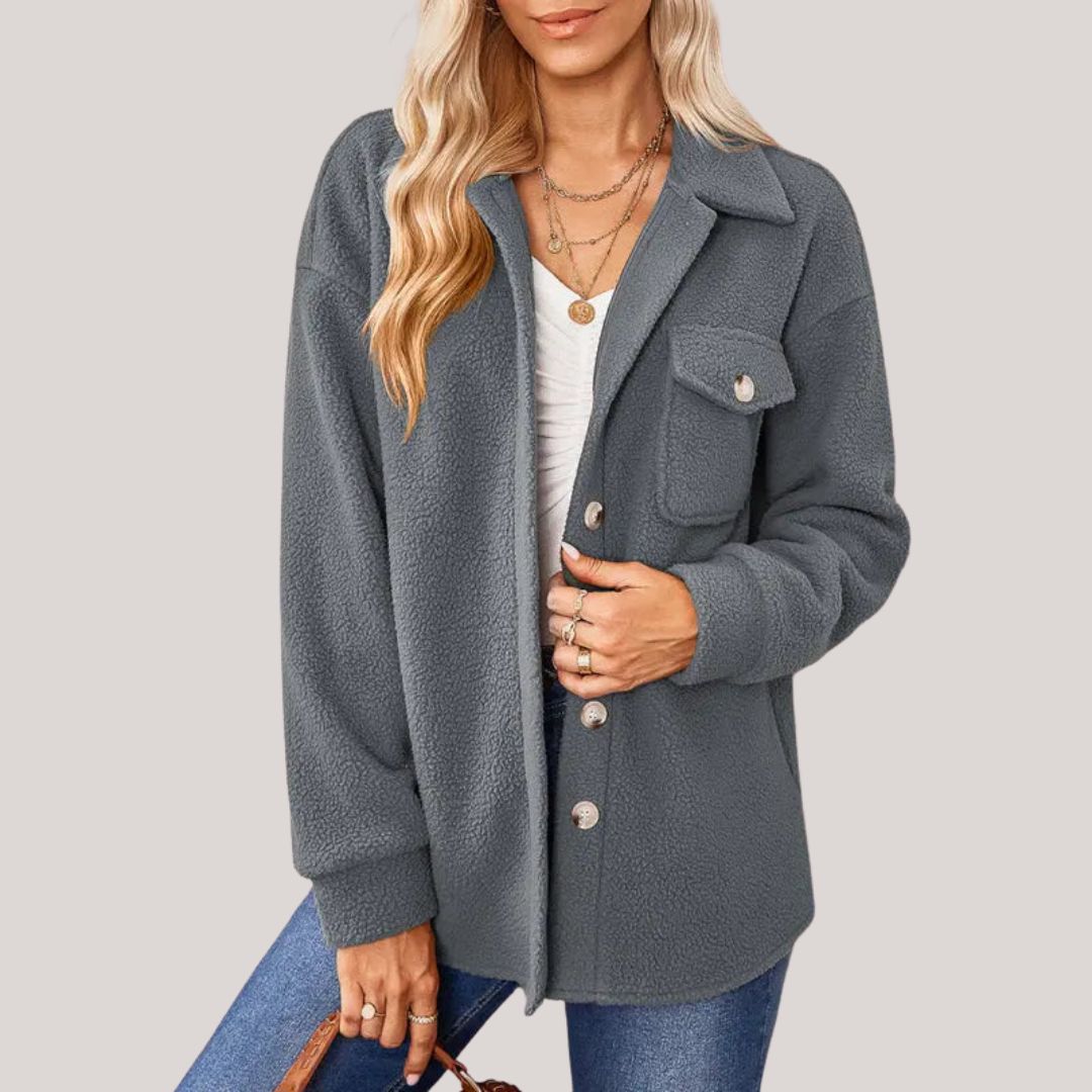 Women's autumn winter fashion lapel plush jacket