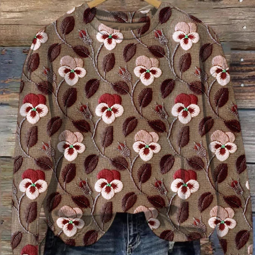 Floral Pattern Warm Sweater