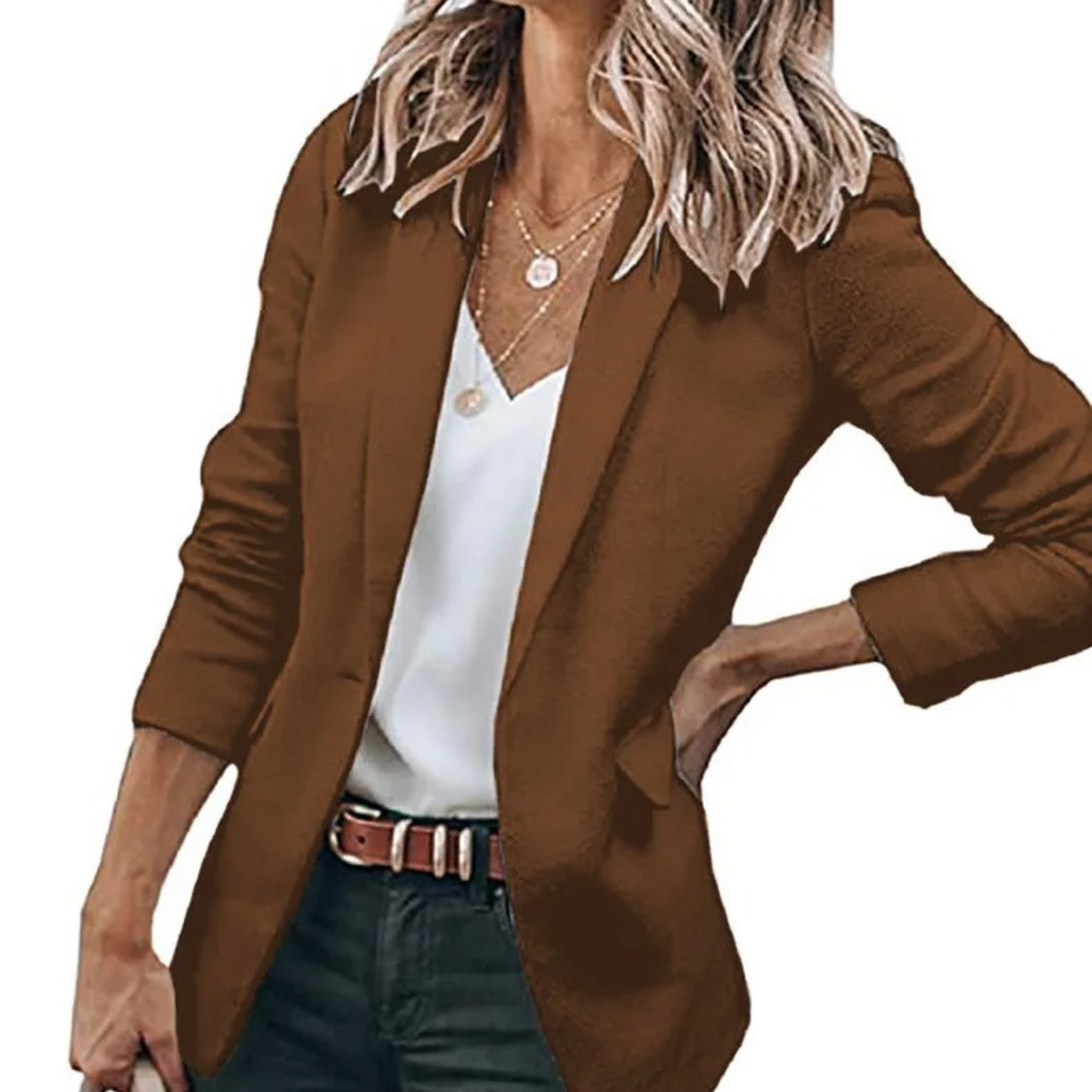 Women’s Blazer – Tailored Fit – Notched Lapel – Long Sleeve – Hip Length Formal Jacket