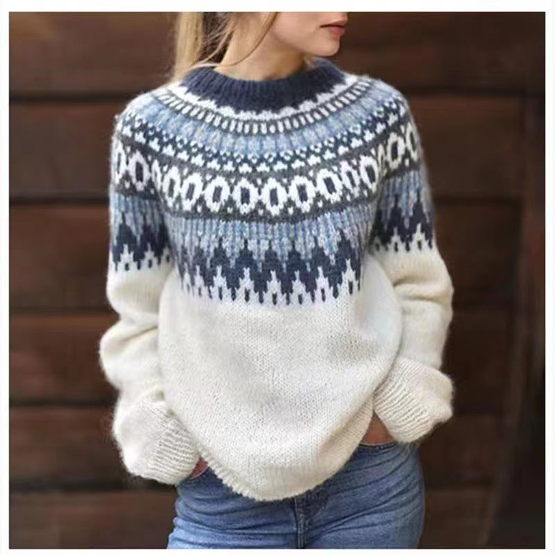 Women's thick jacquard sweater