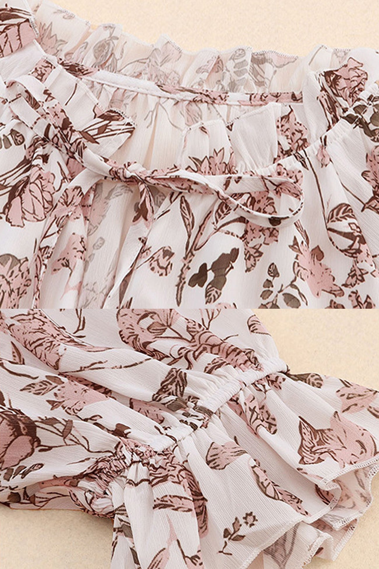Flowy Lightweight Floral V-Neck Blouse