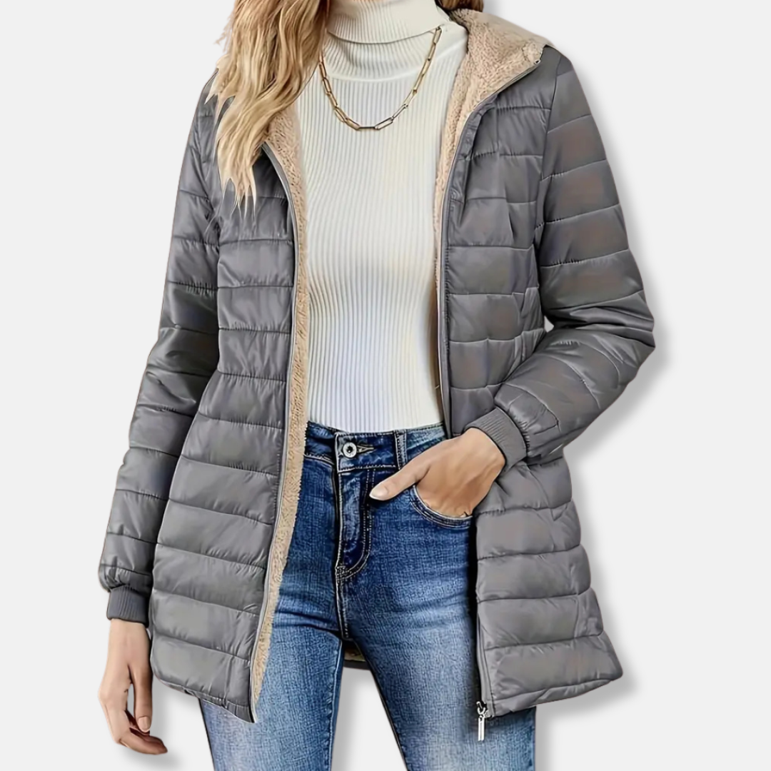Amelia Hooded Quilted Puffer Jacket | Reversible Relaxed Fit Jacket