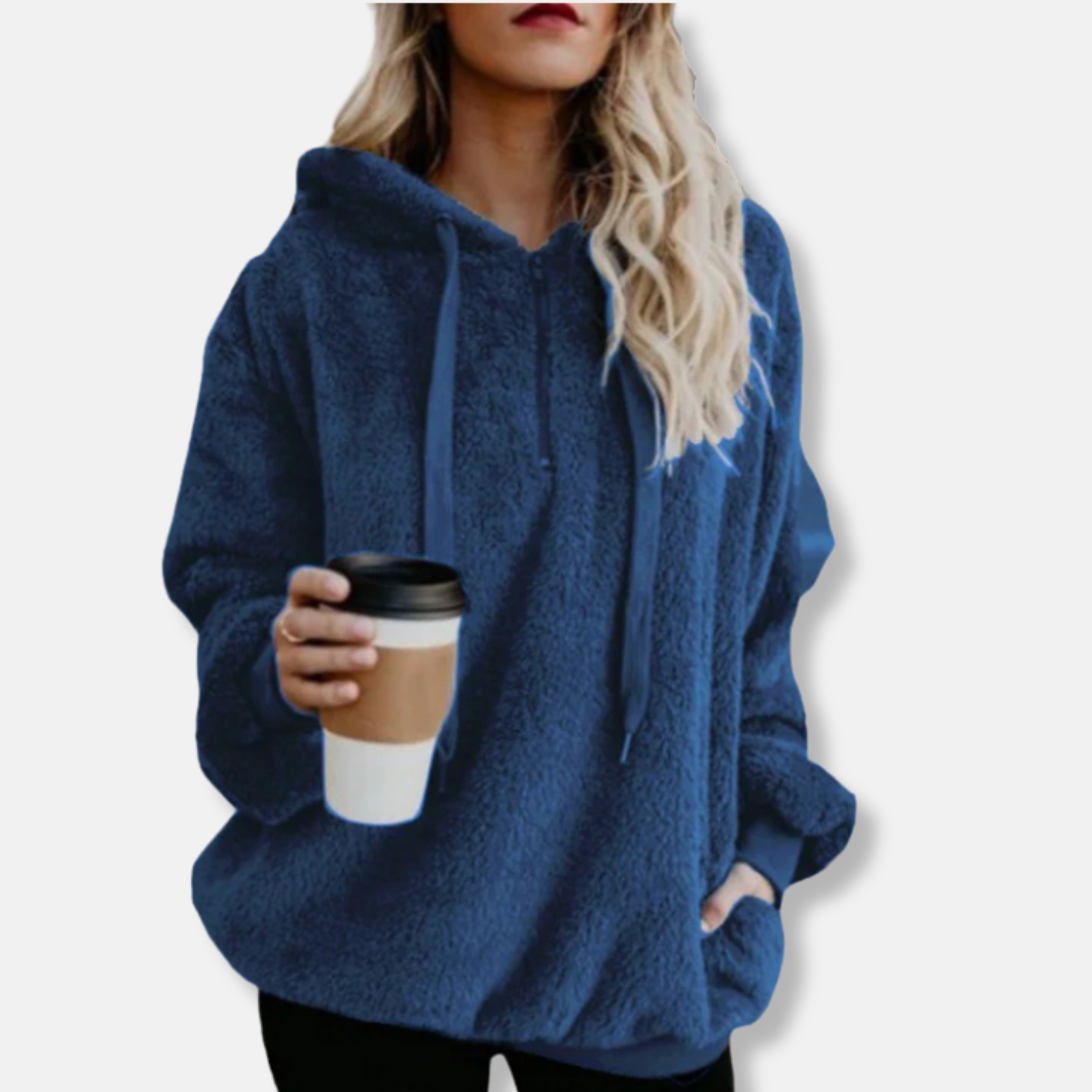 Women’s Hooded Sweatshirt - Plush Knit Fleece - Loose Fit - Kangaroo Pocket