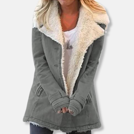 Rosie Suede Shearling Lined Jacket | Relaxed Fit Mid-Length Jacket