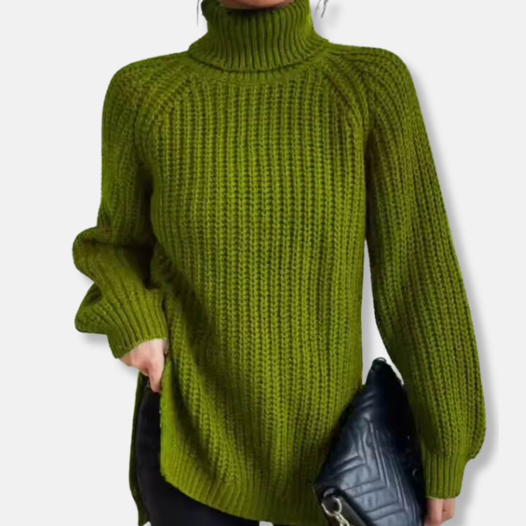 Oversized Ribbed Knit Turtleneck Sweater