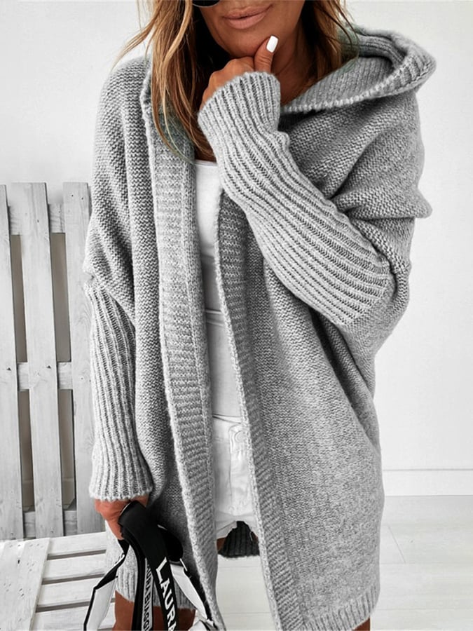 Women's midi bat-shaped hoodie sweater