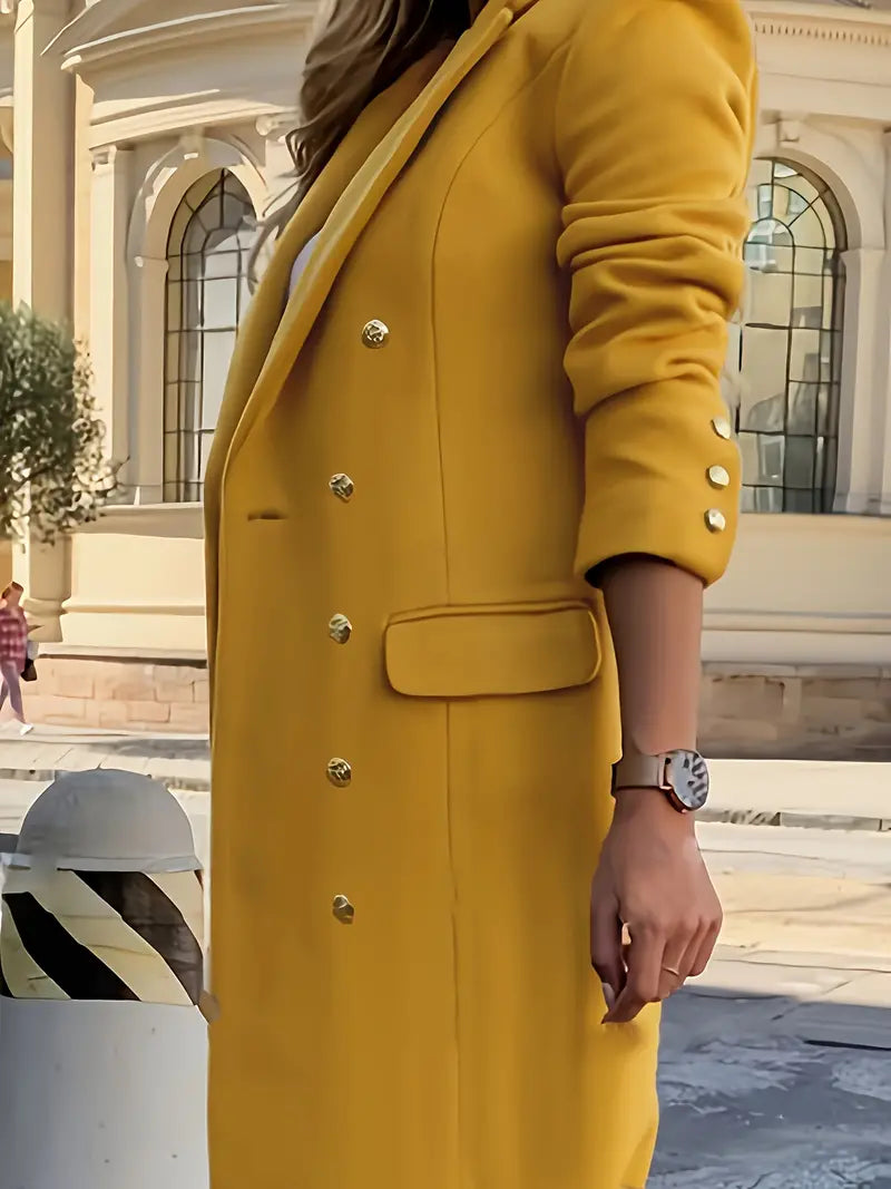 Women autumn/winter knee length lapel coat