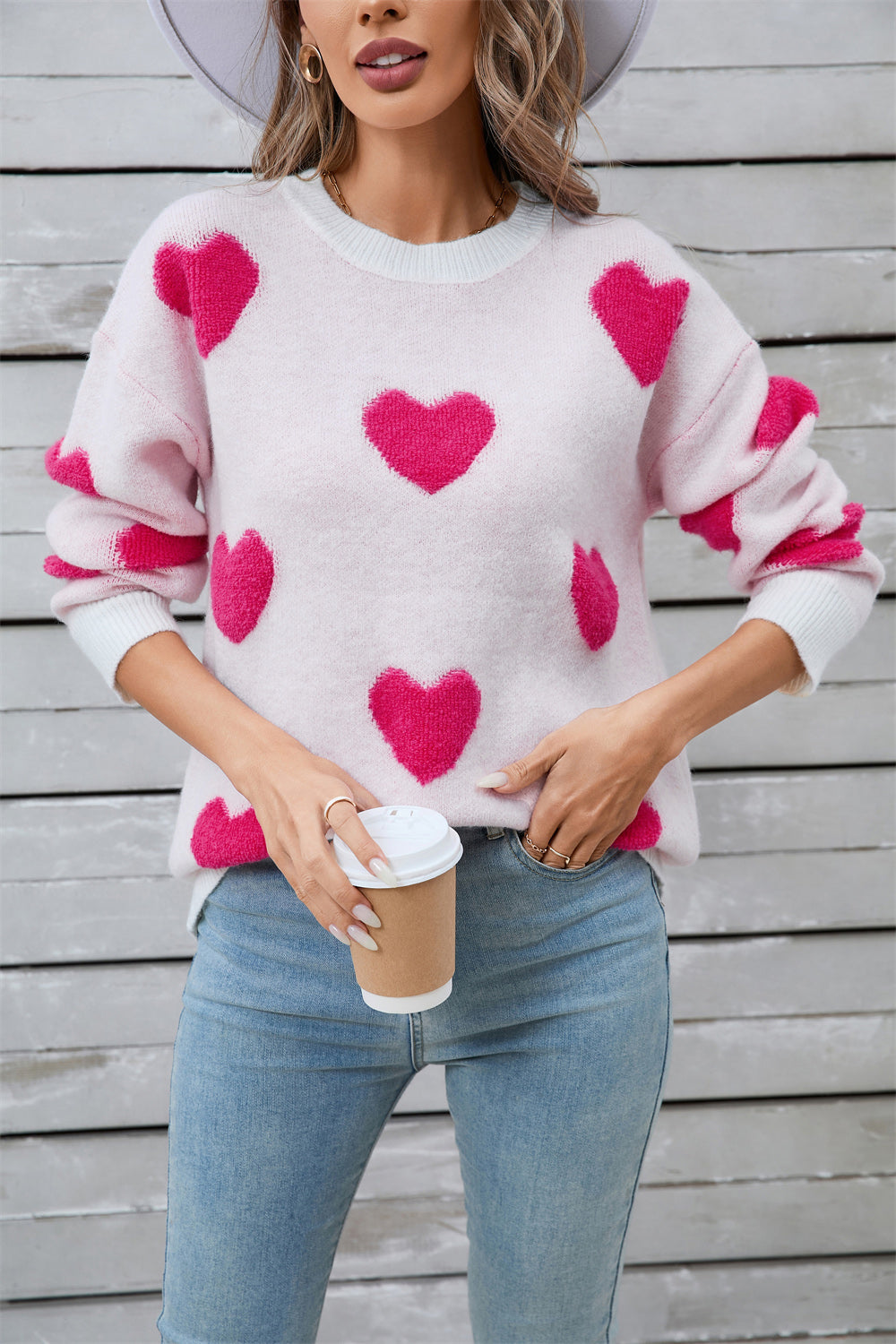 Women's angel wings heart long sleeve sweater
