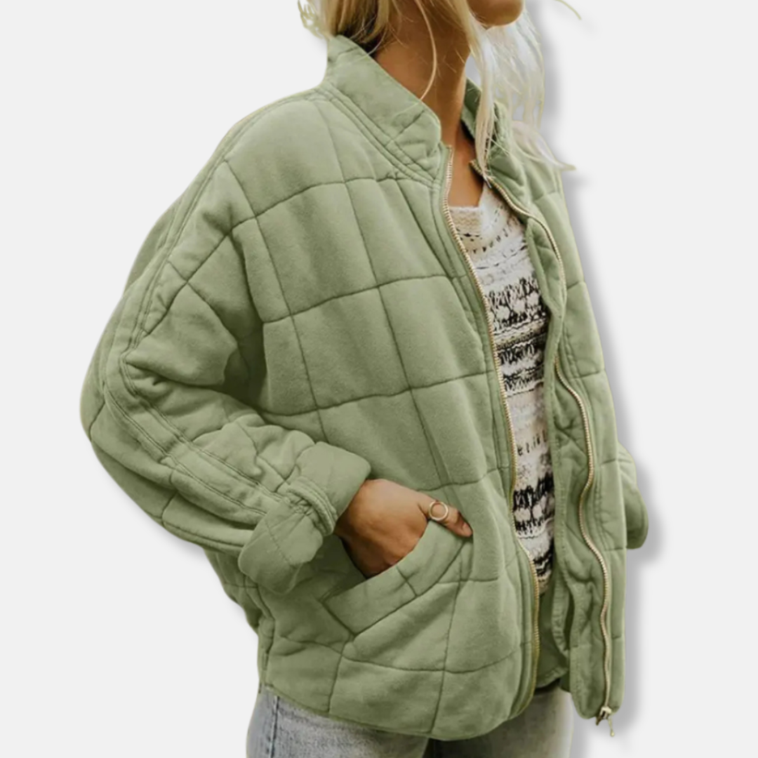Rosie Cotton Quilted Jacket | Relaxed Fit Stand Collar Jacket