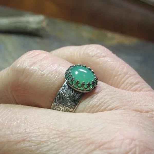 Engraved Floral Gemstone Statement Ring