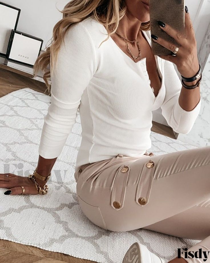 White Knitted Pullover Top