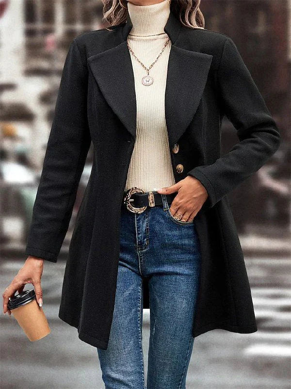 Women's black coat with button closure