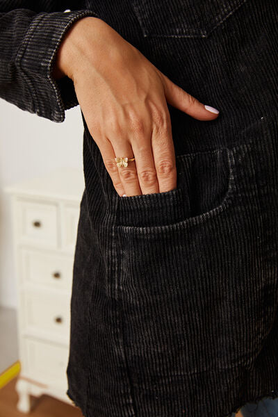 Vivienne - raw hem pocketed button up jacket