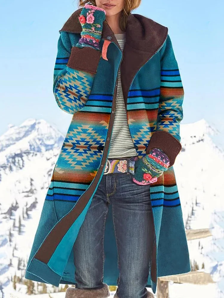 Women's colorful bohemian long coat