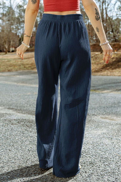 Tahira - texture tied wide leg pants