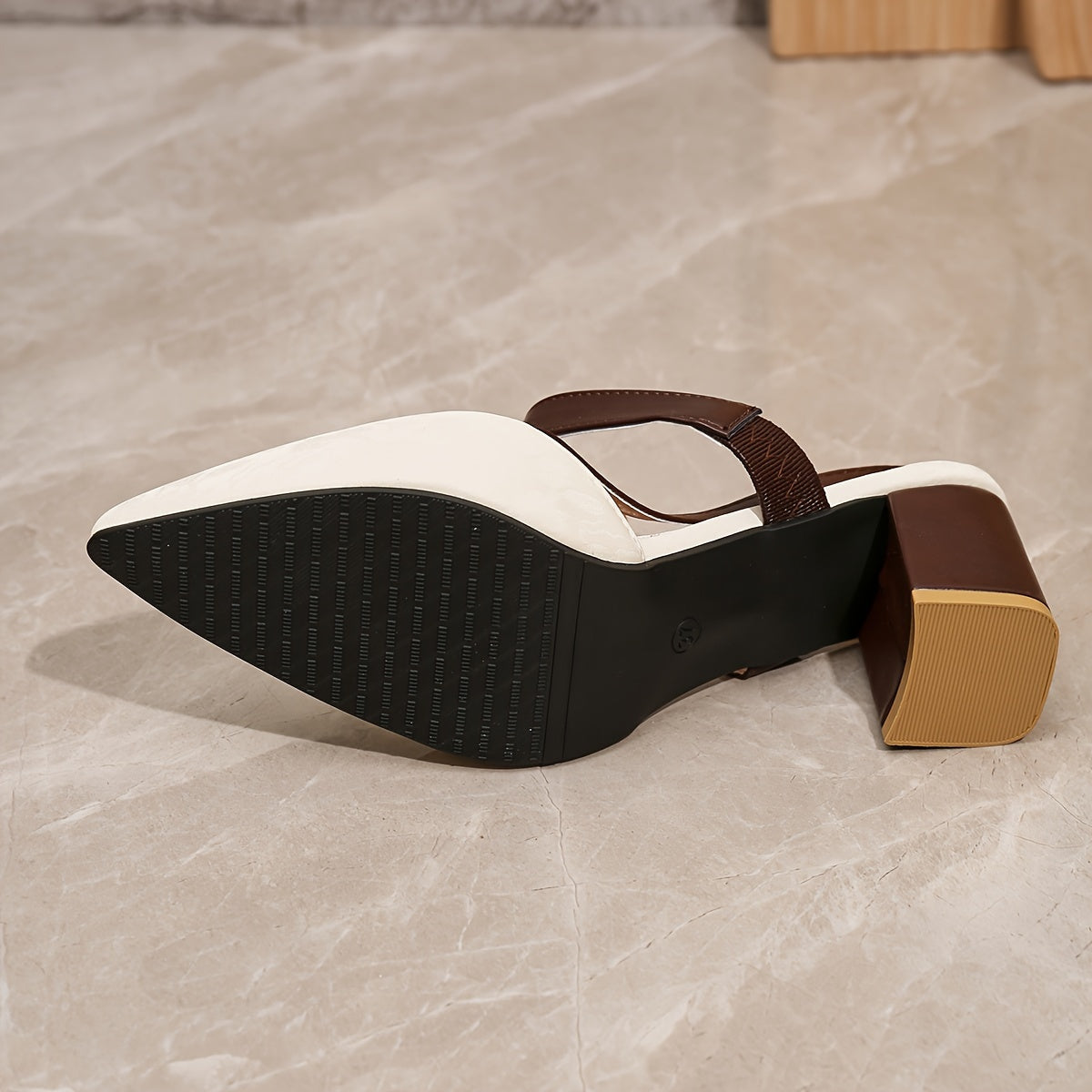 Block Heel Buckle Strap Pointed-Toe Pumps