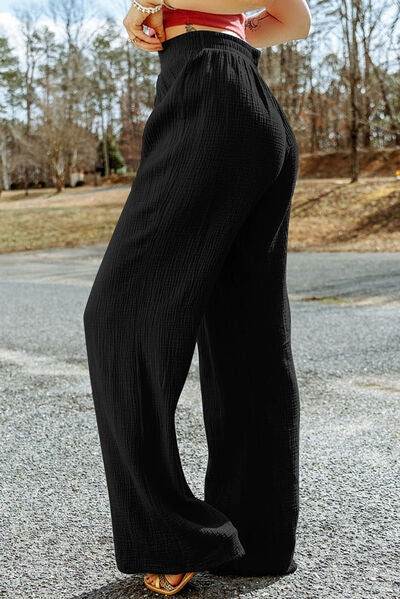 Tahira - texture tied wide leg pants