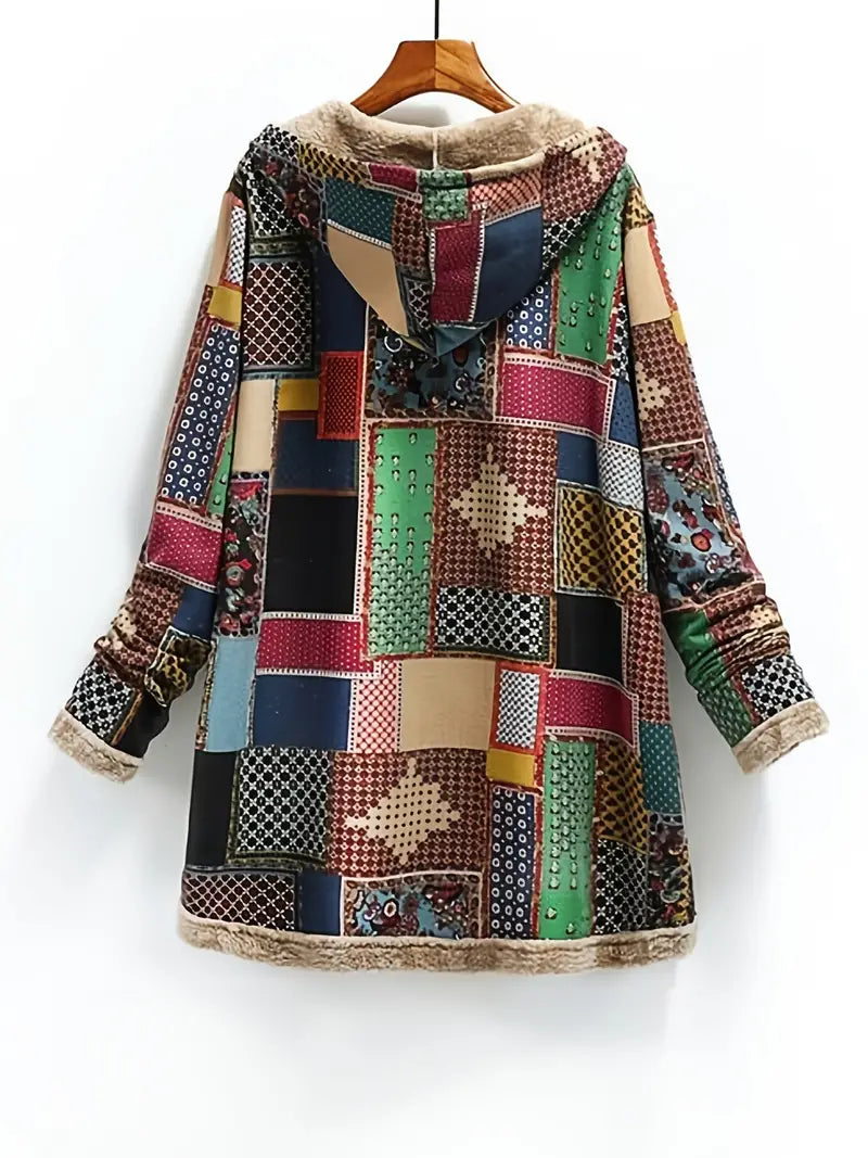 Women's retro patchwork winter jacket