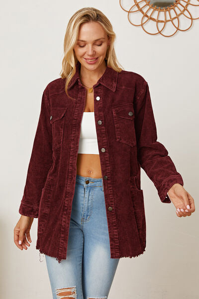 Vivienne - raw hem pocketed button up jacket