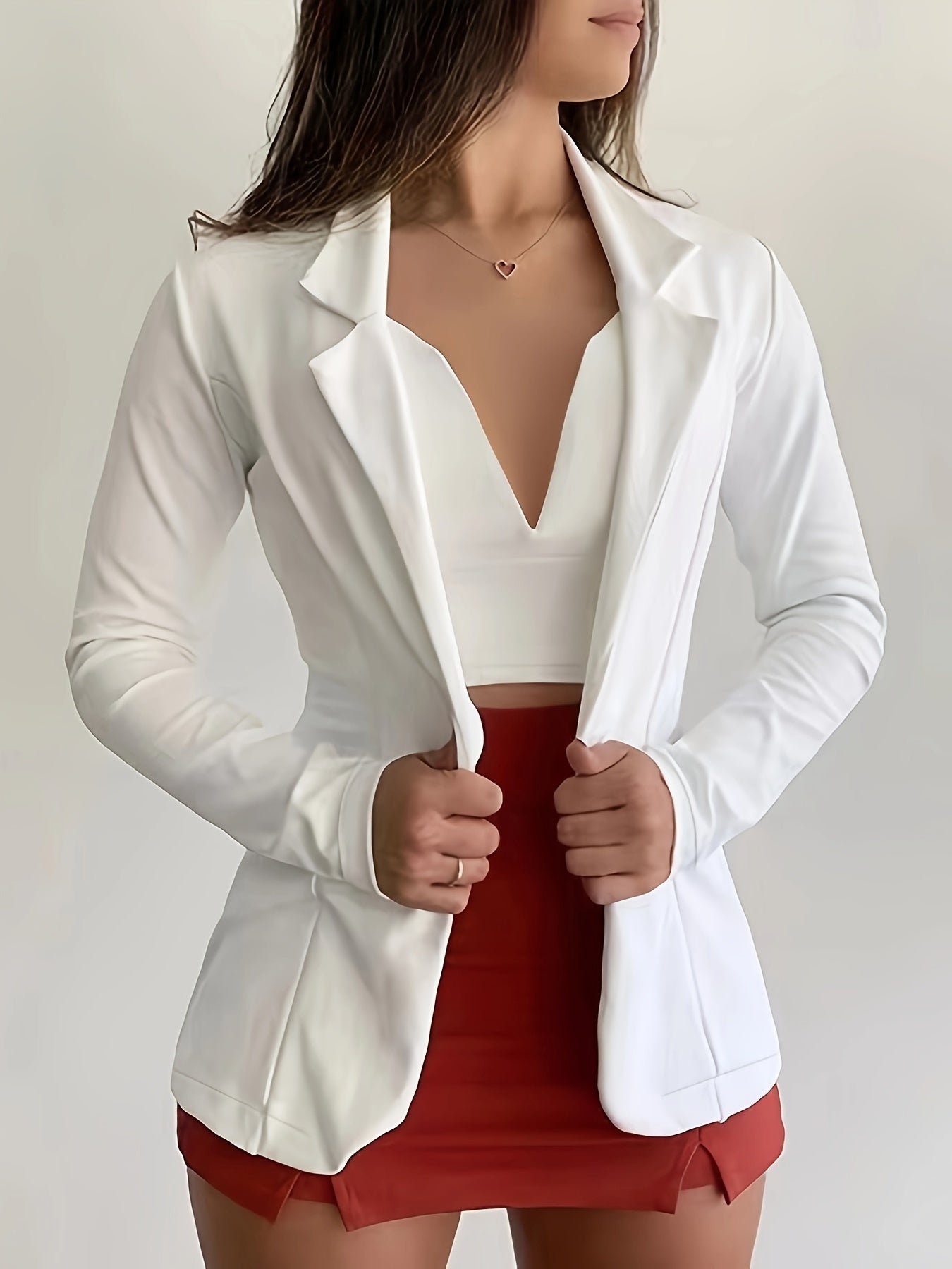 Women's slim fit lapel long sleeve blazer