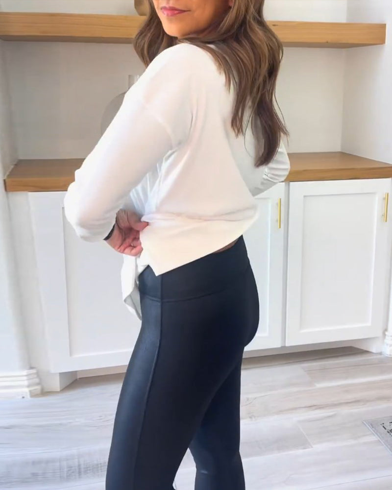 Women's solid color long sleeve top