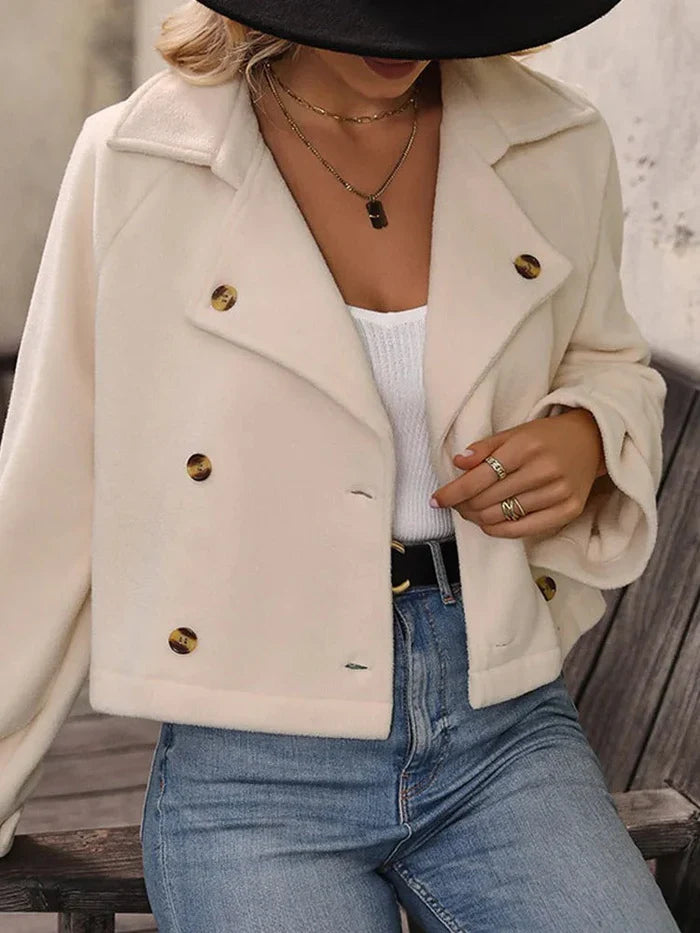 Women's polar fleece lapel short jacket