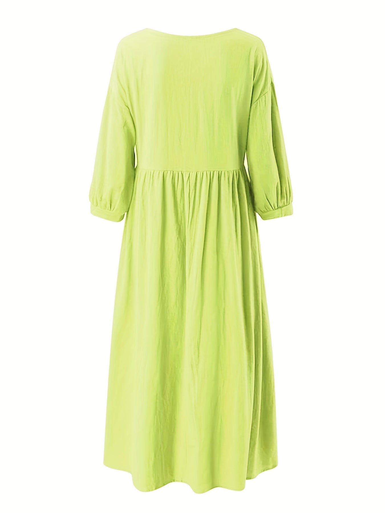 Women's Midi Dress - Empire Waist - Three-Quarter Sleeve - Elegant A-Line Fit