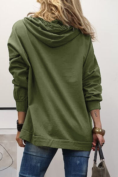 Women's love dropped shoulder hoodie with drawstring