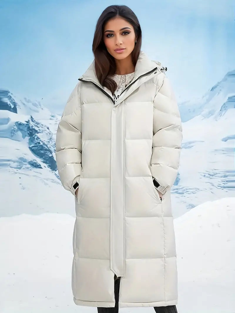 Women's mid-length down parka thick winter coat
