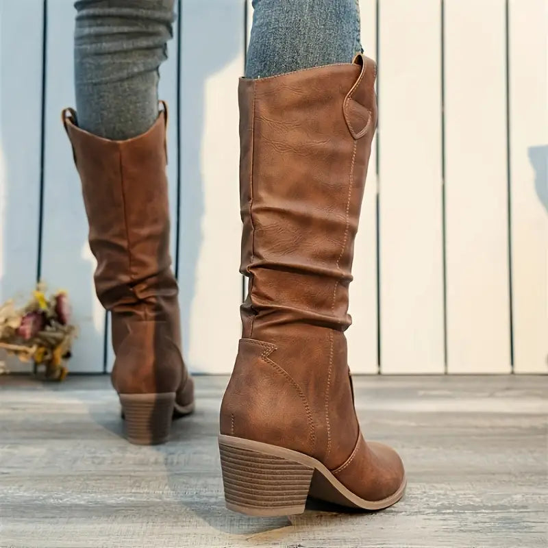 Women's high heel maillard v-mouth skinny boots
