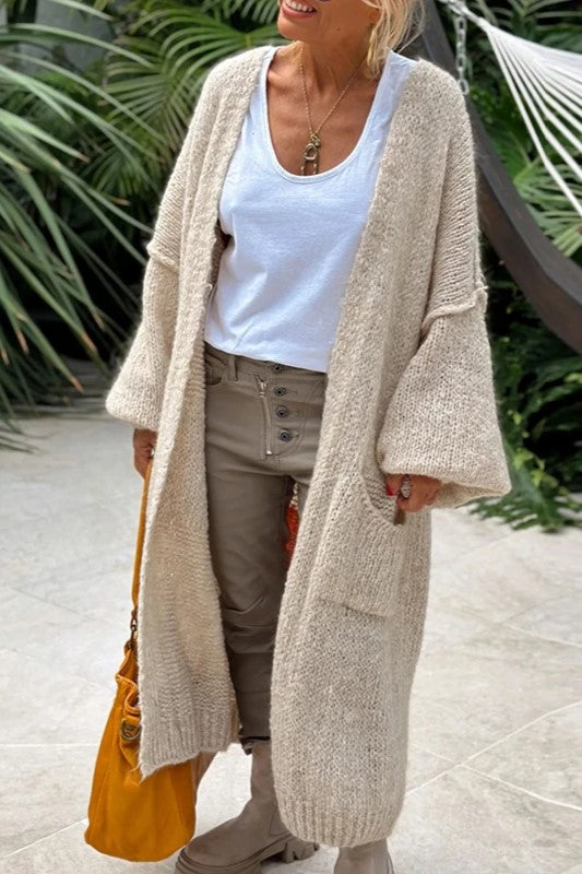 Women's long sleeved elegant knitted coat