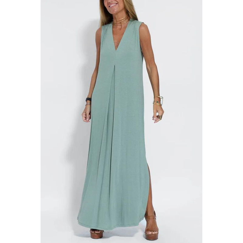 Women's Maxi Dress - Sleeveless V-Neck - Flowy Loose Fit - Elegant & Breathable