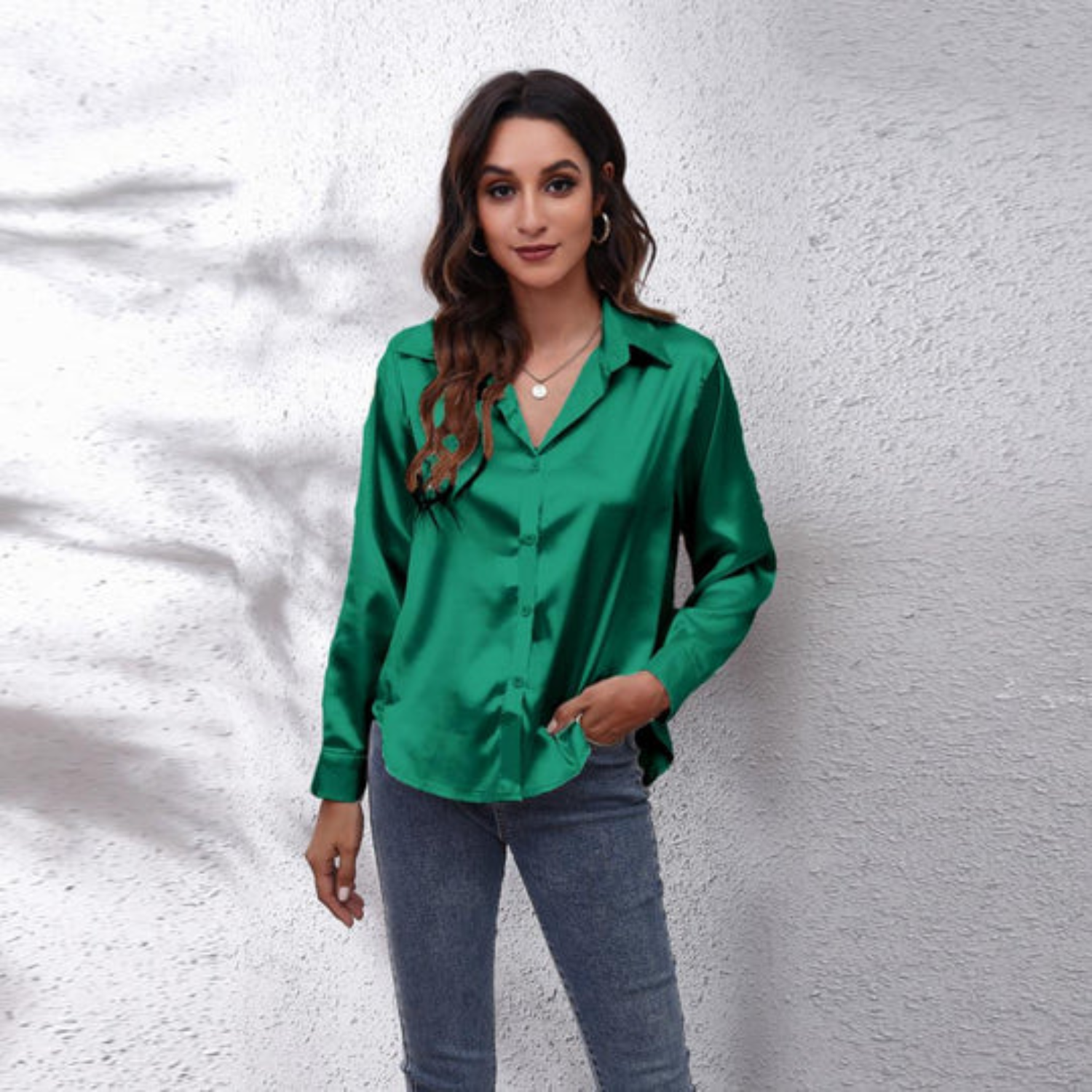 Elegant Draped Silk Button Down Shirt