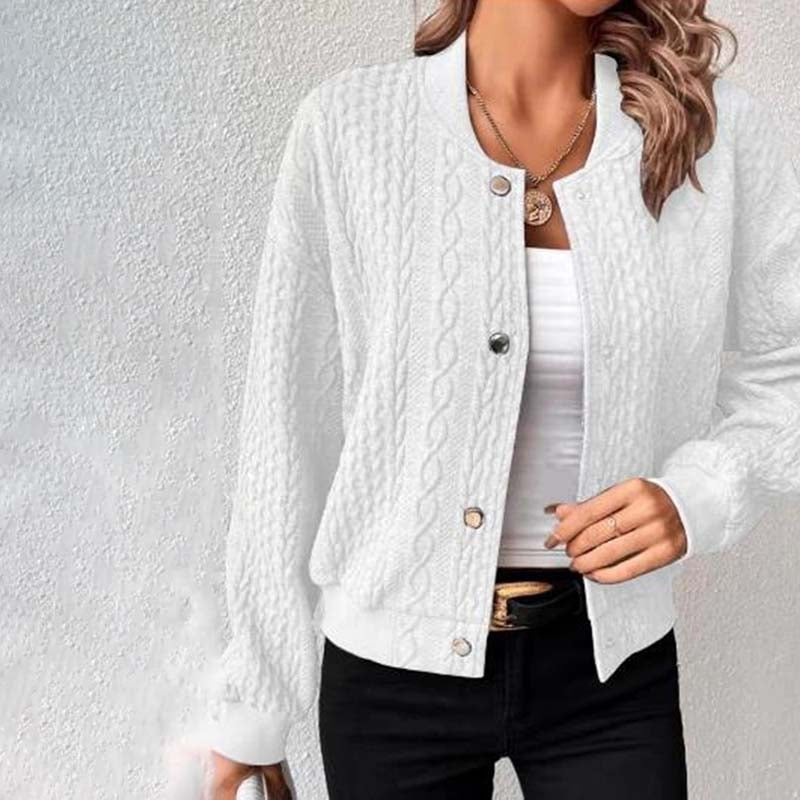 Women's solid color stand collar single breasted jacket