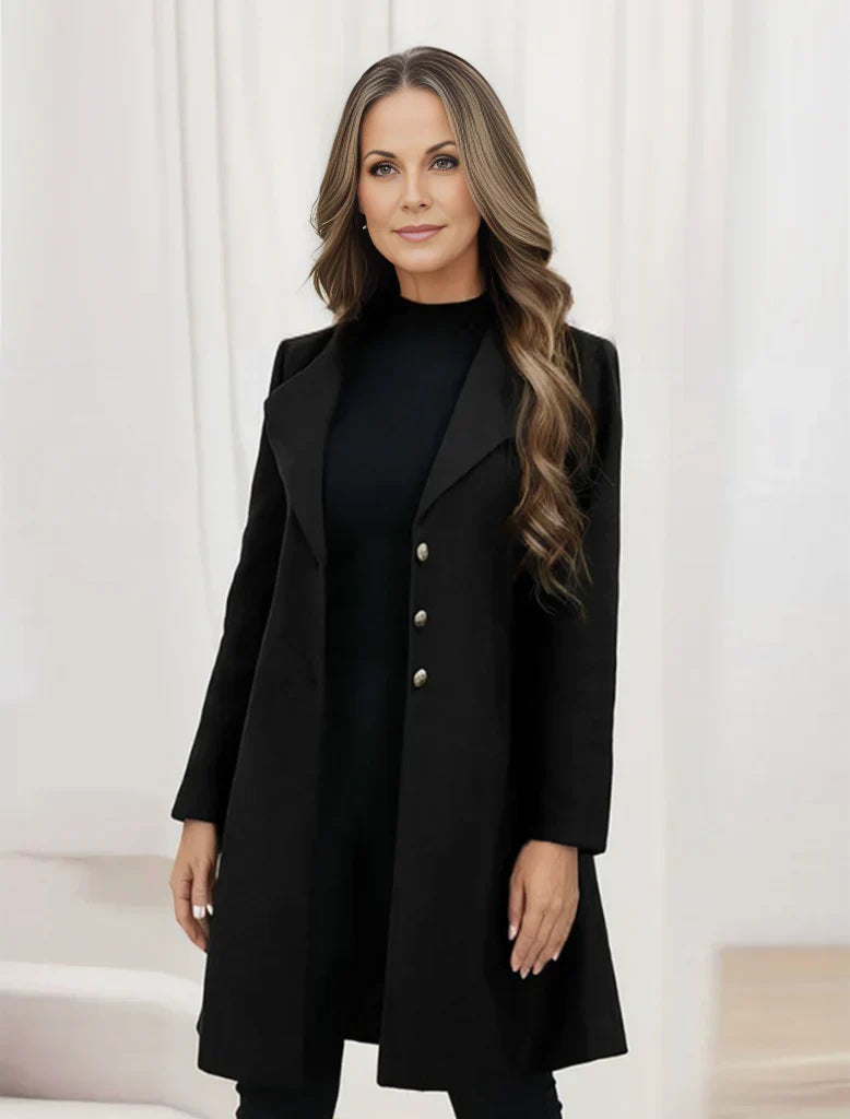 Winter long slim lapel coat for women