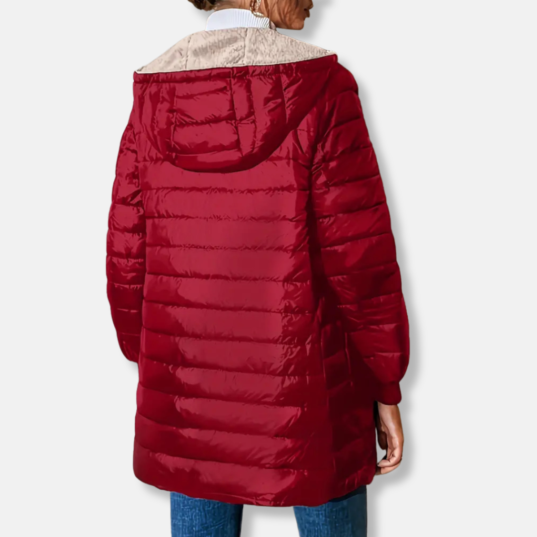 Amelia Hooded Quilted Puffer Jacket | Reversible Relaxed Fit Jacket