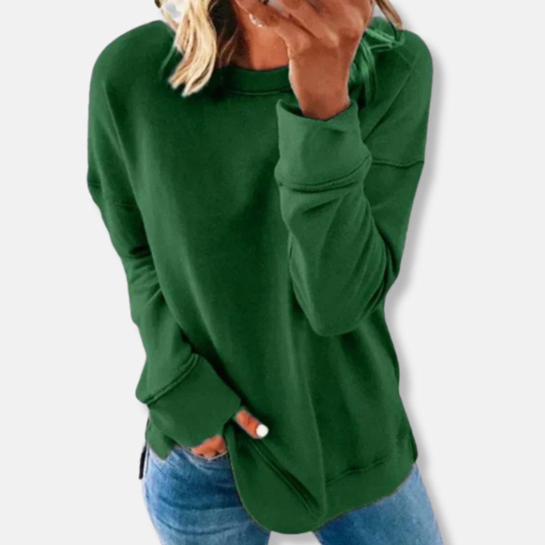 Women’s Sweatshirt – Relaxed Fit – Cotton Blend – Crew Neck Long Sleeve Casual Wear
