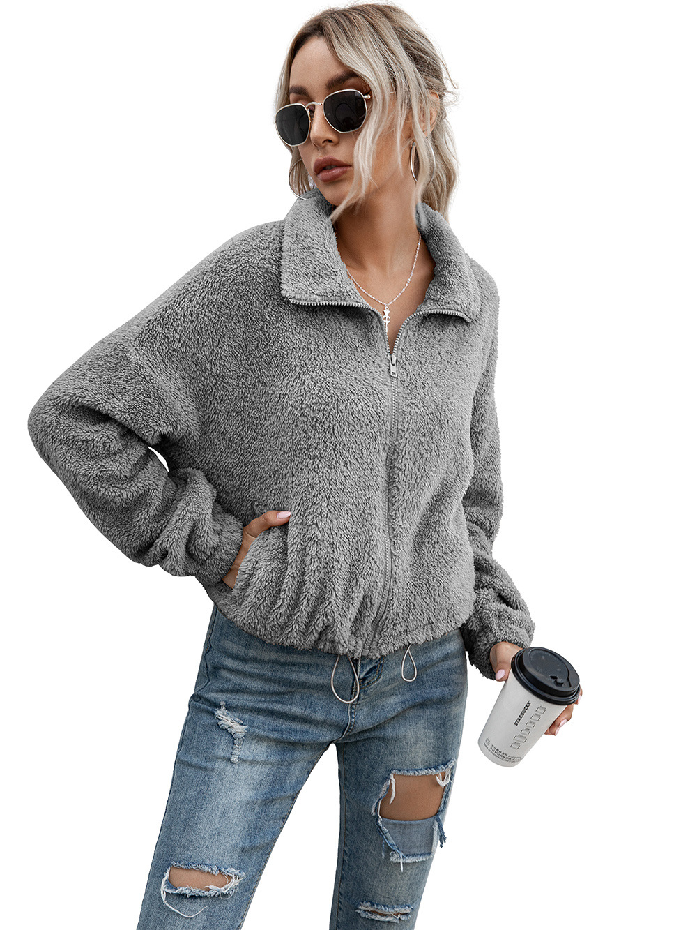 Women's plush fur jacket